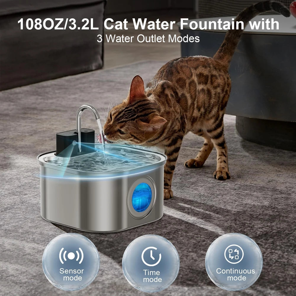 Wireless Stainless Steel Cat Water Fountain